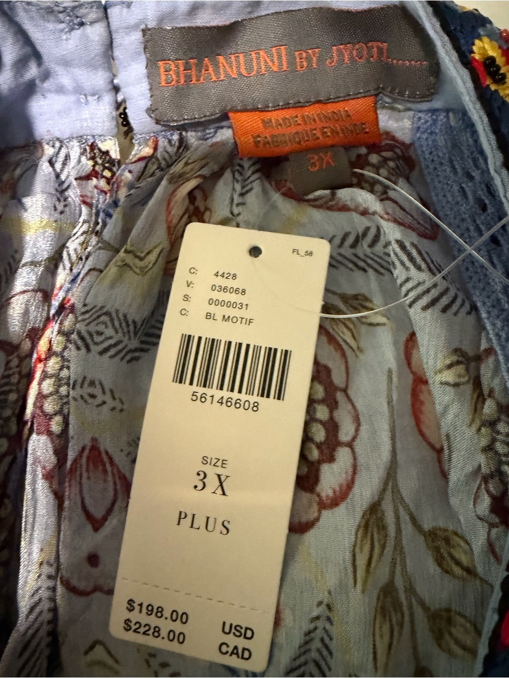 NWT Anthropologie Bhanuni by Jyot Pale Blue Floral Dress Size 3X - Picture 3 of 11